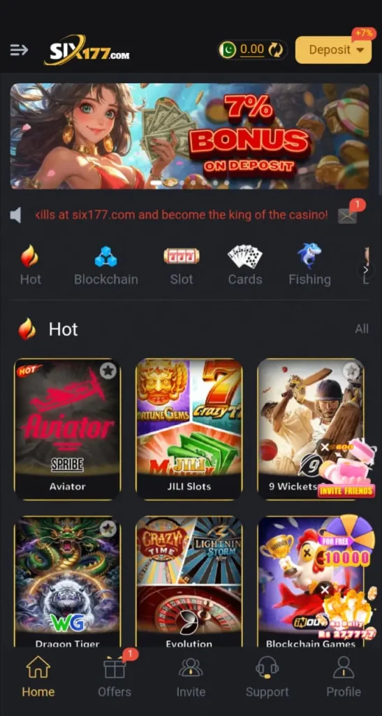 Six177 Game Dashboard Screen Short Image.