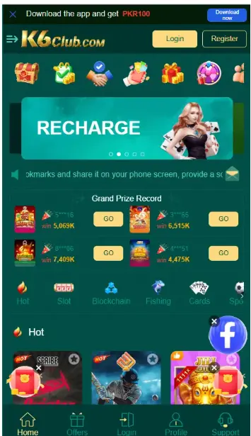 K6 Club Game Dashboard Screen
