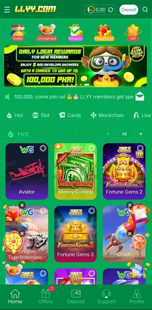 LLYY Game Dashboard Screen Short Image.