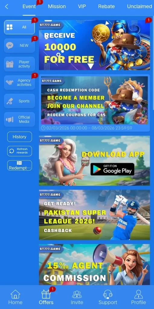 ST777 Game Share and earn
 Screen Short Image.